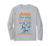 Gesù La Via verità Vita Croce Bibbia Verse Retro Maglia a Manica