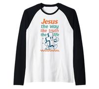 Gesù La Via verità Vita Croce Bibbia Verse Retro Maglia con Maniche Raglan