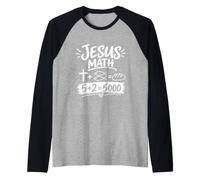 Gesù Matematica 2 Pesci 5 Pane Nutre La Bibbia Miracolosa 5000 Maglia con Maniche Raglan