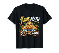 Gesù Matematica 2 Pesci 5 Pane Nutre La Bibbia Miracolosa 5000 Maglietta