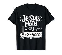 Gesù Matematica 2 Pesci 5 Pane Nutre La Bibbia Miracolosa 5000 Maglietta