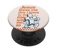 Gesù mi ama La Bibbia mi dice così cristiano retrò PopSockets PopGrip Adesivo