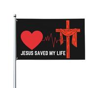 Gesù mi ha salvato la vita bandiera 3 x 5 Cristo Croce cristiana Gesù 2024 solo bandiera 9,1 x 1,5 m per portico esterno interno cortile prato da appendere decorazione cortile bandiera banner cartell