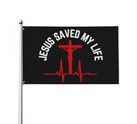 Gesù mi ha salvato la vita bandiera 3 x 5 Cristo Croce cristiana Gesù 2024 solo bandiera 9,1 x 1,5 m per portico esterno interno cortile prato da appendere decorazione cortile bandiera banner cartell