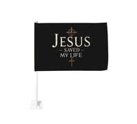 Gesù mi ha salvato la vita, fermaglio per finestra a forma di croce per auto, protezione solare, decorazione, striscione bifacciale da 12x18 pollici per camion