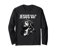 Gesù Mostra Un Modo Inspirational Faith Design Maglia a Manica