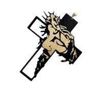 Gesù ornamento per albero di Natale, gancio rustico cattolico crocifisso, scultura d'arte spirituale, ideale per la decorazione della casa vacanze, decorazione religiosa per feste, 18 x 14 cm