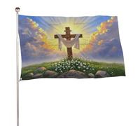 "Gesù Pasqua" 4x6 piedi, resistente striscione decorativo per esterni, bandiere di benvenuto per patio, bandiere primaverili per cortile