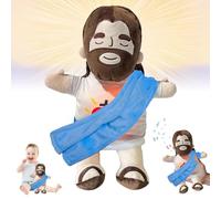 Gesù Peluche Bambola di Gesù Traspirante Gesù Peluche che respira, Gesù peluche per alleviare lo stress, bambola di peluche traspirante con respiro e luce realistica (blu)