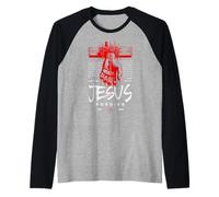 Gesù perdona Cristiano Risorto Salvatore Fede Pasqua Maglia con Maniche Raglan