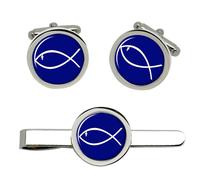 Gesù Pesce Ichthys Gemelli E Fermacravatta Set