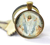 Gesù Portachiavi Cristo Signore e Salvatore Medaglia Cattolica Gioielli Religiosi