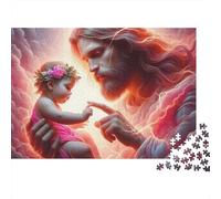 Gesù - Puzzle Religione 1000 Pezzi per Adulti e Bambini Gesù e Bambino che Si Toccano le Dita Decorazione per la Casa 70x50cm/1000pz