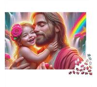 Gesù - Puzzle Religione 1000 Pezzi per Adulti e Bambini | Gioco Impegnativo Gesù che Abbraccia un Bambino Sorridente Regalo Decorazione per la Casa 38x26cm/1000pz
