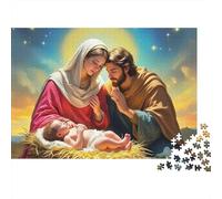 Gesù - Puzzle Religione 1000 Pezzi per Adulti | Gioco Educativo Maria e Giuseppe accanto a Gesù Bambino nella Mangiatoia Regalo per Uomini e Donne 70x50cm/1000pz
