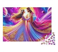 Gesù - Puzzle Religione 1000 Pezzi per Famiglie | Sostenibile Due Figure Incappucciate che Danzano in Luce Cosmica Attività Divertente per Casa e Regalo 52x38cm/1000pz