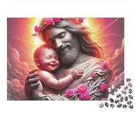 Gesù - Puzzle Religione 1000 Pezzi per Uomini | Puzzle Impossibile Gesù che Tiene un Bambino con Corona di Fiori Gioco Educativo e Decorazione per la Casa 52x38cm/1000pz