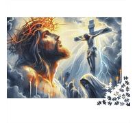Gesù-Puzzle religioso Crocifissione sacra 1000 pezzi Cartone antipolvere Tempo libero per anziani Adulti Case di cura Famiglia Principianti 70x50cm/1000 pezzi