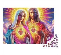 Gesù-Puzzle religioso Cuori Sacri Gemelli 1000 pezzi Cartone spesso e robusto Antipolvere Regalo di compleanno per adulti Famiglia Principianti 70x50cm/1000 pezzi