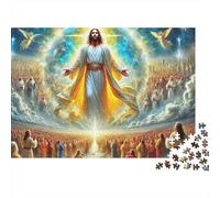 Gesù-Puzzle religioso Divino da 1000 pezzi,cartone spesso riciclato,viaggio in un giorno di pioggia,soggiorno per adulti,adolescenti,principianti,avanzati,38x26cm/1000 pezzi