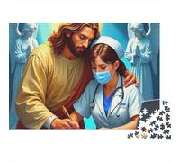 Gesù-Puzzle religioso Guarigione divina 1000 pezzi Cartone antipolvere Tempo libero per anziani Adulti Casa di cura Famiglia Principianti 70x50cm/1000 pezzi