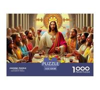 Gesù - Puzzle religioso per adulti 14-99 anni: Ultima cena di Gesù con i discepoli a tavola, gioco educativo per decorazioni per la casa e regali 52x38 cm/1000 pezzi