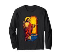 Gesù radiante Che Tiene l'illustrazione Chiave, Disegno di Arte Cristiana Maglia a Manica