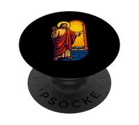 Gesù radiante che tiene l'illustrazione chiave, disegno di arte cristiana PopSockets PopGrip Adesivo