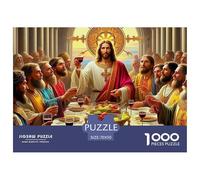Gesù - Religione 1000 pezzi per adulti e bambini: Ultima cena Gesù con i discepoli a tavola Giochi educativi Decorazione della casa Puzzle per la famiglia 70x50cm/1000 pezzi