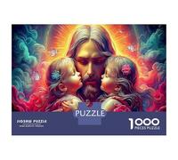 Gesù - Religione 1000 Pezzi Premium Jigsaw Puzzle in Cartone Resistente Per Sfida Mentale Gesù amore bambini progettato Come Attività Di Svago E Regalo Per Uomini O Donne 52x38cm/1000pcs