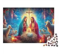 Gesù - Religione - Carta spessa e resistente - Presepe con croce e pecore - Puzzle - Regalo puzzle rilassante - 70x50cm/1000 pezzi