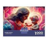 Gesù - Religione Puzzle da 1000 pezzi Coppia abbracciata colorata per giochi educativi per adulti Bellissima decorazione Difficile impegnativo Regali di compleanno 70x50cm/1000 pezzi
