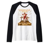 Gesù Resurrezione Che esce dalla mia caverna Divertente Pasqua Maglia con Maniche Raglan