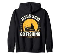 Gesù retrò ha detto di andare a pescare - Christian Fisherman Luca 5:14 Felpa con Cappuccio