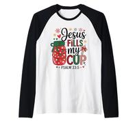 Gesù riempie la mia Tazza Bibbia Verso Cristiano Fede Natale Maglia con Maniche Raglan