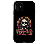 Gesù Rivoluzione Cristiana Fede Retro Groovy Hippie Fiore Custodia per iPhone 11