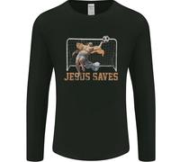 Gesù Salva Divertente Ateismo Cristiano Atheism Uomo Maniche