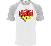 Gesù Salva Divertente Christian Uomo S/S Baseball T-Shirt