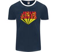 Gesù Salva Divertente Cristiano Uomo Ringer T-Shirt FotL