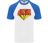 Gesù Salva Divertente Maglietta Baseball S/S Christian Per Uomo