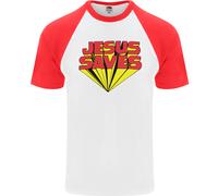 Gesù Salva Divertente Maglietta Baseball S/S Christian Per Uomo