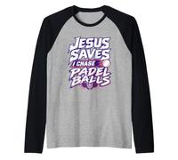 Gesù Salva io inseguo Palle da Padel Maglia con Maniche Raglan