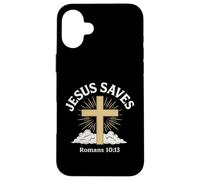 Gesù salva Romani 10:13 Salvezza Croce Cristiana Custodia per iPhone 16 Plus