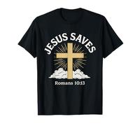 Gesù salva Romani 10:13 Salvezza Croce Cristiana Maglietta