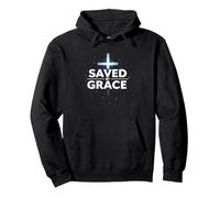 Gesù Salva - Salvato dalla Grazia Cristiana Fede Croce Felpa con Cappuccio, Unisex per Adulti, Nero, XL