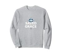 Gesù Salva - Salvato dalla Grazia Cristiana Fede Croce Felpa, Unisex per Adulti, Grigio Melange, XL