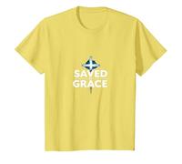 Gesù Salva - Salvato dalla Grazia Cristiana Fede Croce Maglietta, Bambini, Limone, 4 Anni