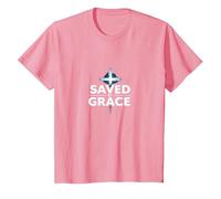 Gesù Salva - Salvato dalla Grazia Cristiana Fede Croce Maglietta, Bambini, Rosa, 12 Anni