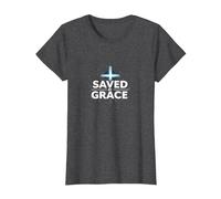 Gesù Salva - Salvato dalla Grazia Cristiana Fede Croce Maglietta, Donna, Grigio Scuro, XXL