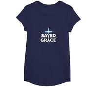 Gesù Salva - Salvato dalla Grazia Cristiana Fede Croce Maglietta, Ragazze, Navy, S
